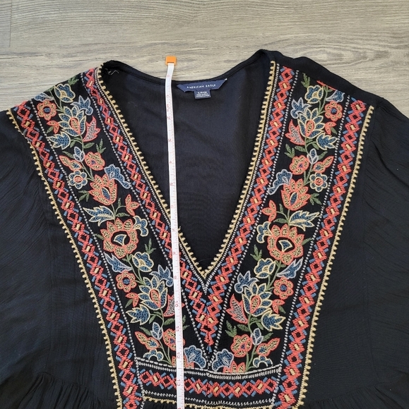 American Eagle Women Embroidered Boho Blouse Size Small - Picture 7 of 12